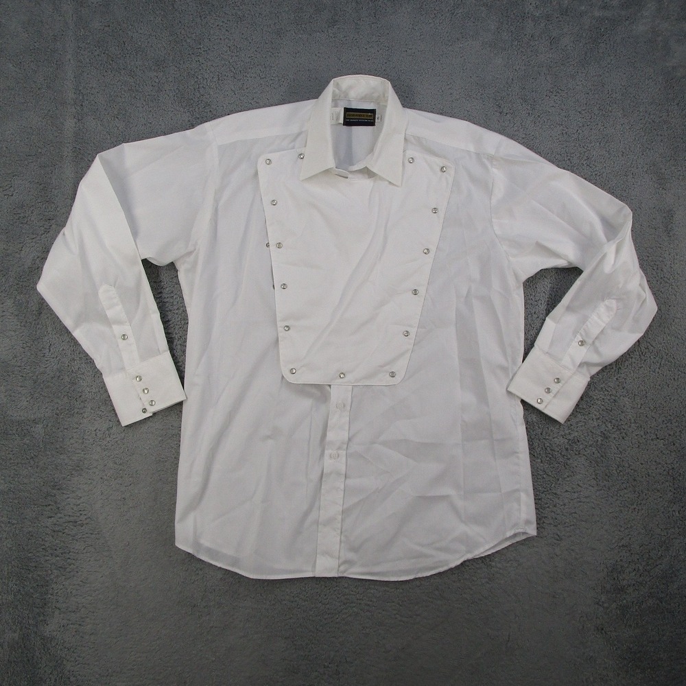 Panhandle Slim Mens XL White Bib Front Western Snap Shirt Made in USA DS3028